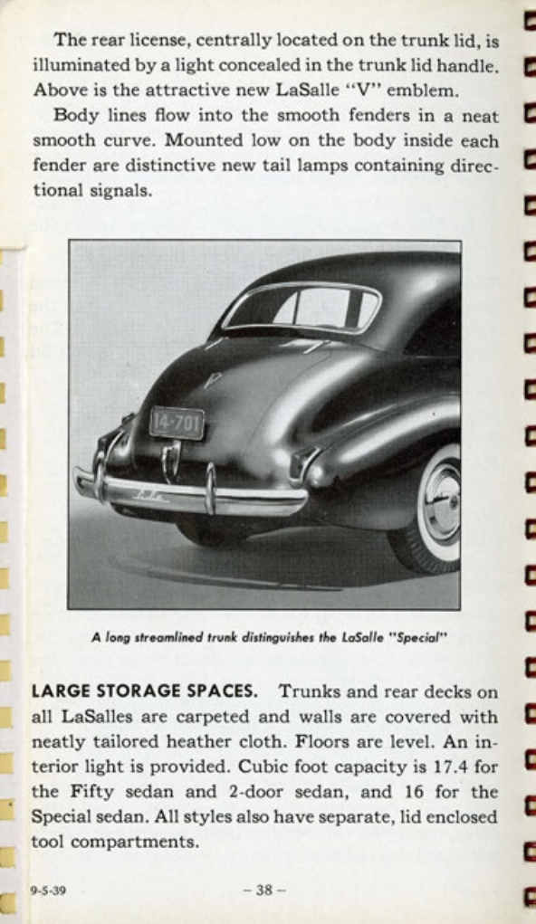 1940 Cadillac LaSalle Data Book Page 41